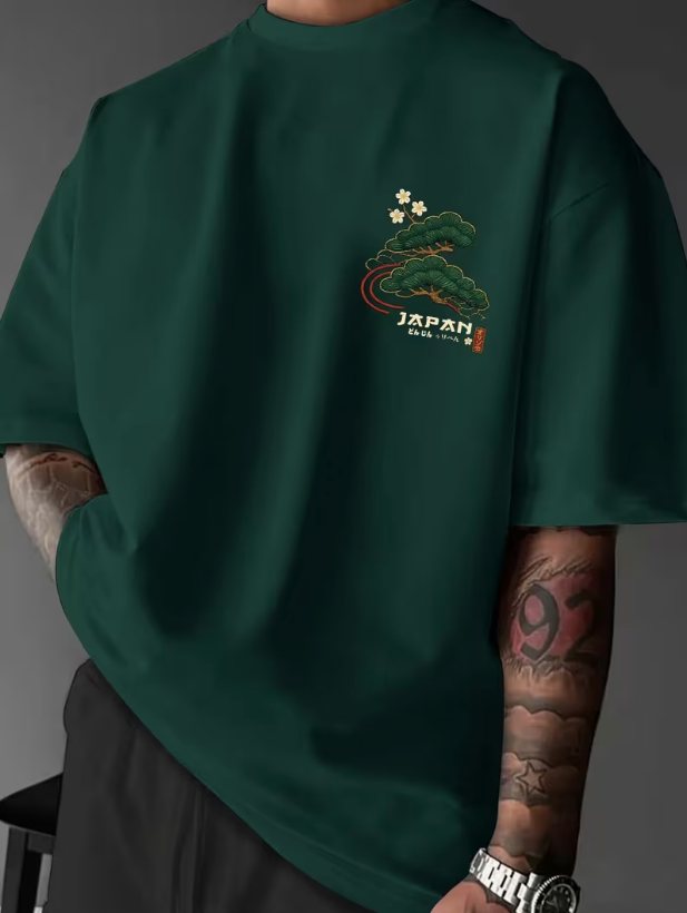 CAMISETA HOMBRE JAPAN COLOR VERDE